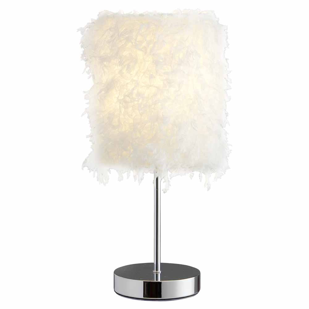 Wilko White Fluffy Shade Lamp Wilko