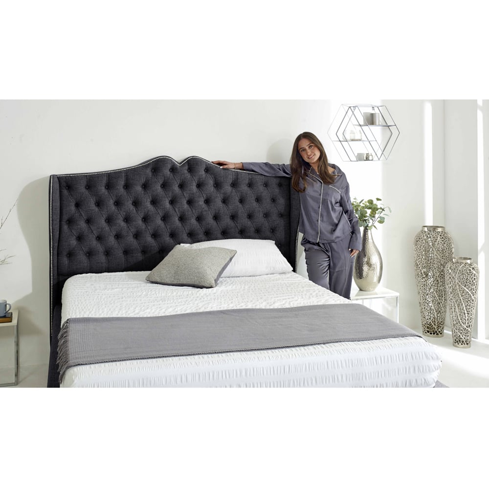 Eleganza Vanessa Super King Size Coal Grampian Fabric Bed Frame with Headboard Image 2