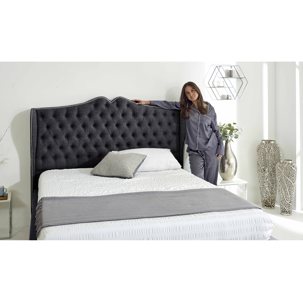 Eleganza Vanessa King Size Coal Grampian Fabric Bed Frame with Headboard Image 2