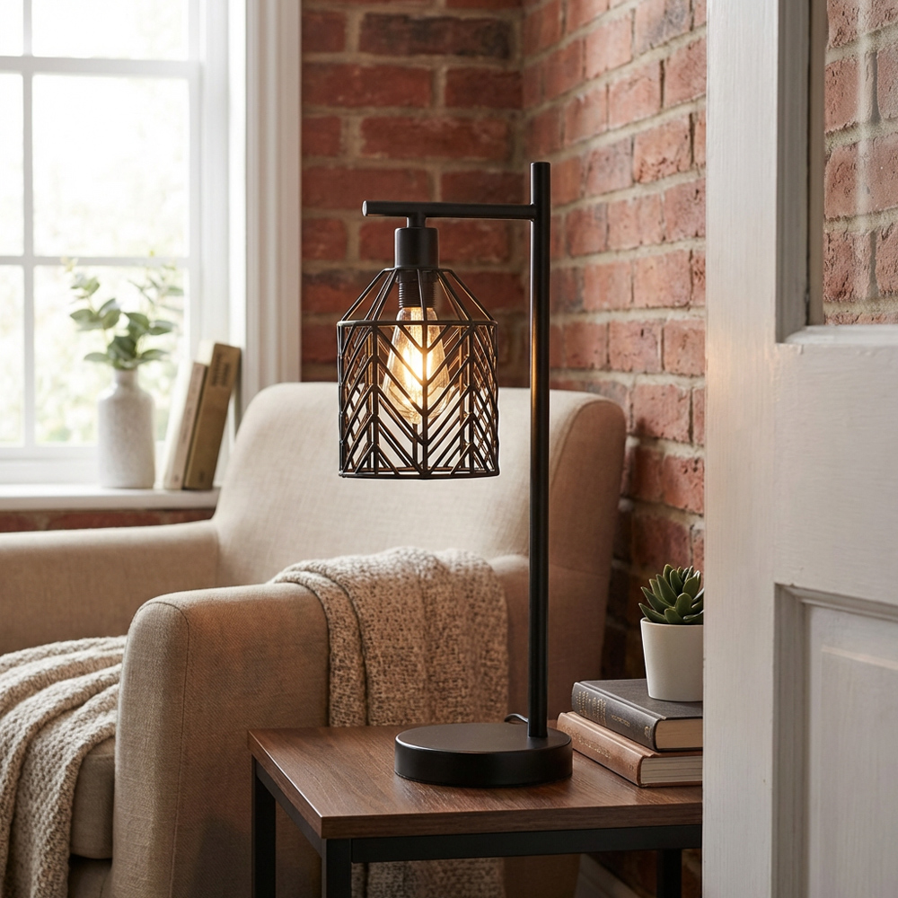 Industrial Weaved Table Lamp Image 3