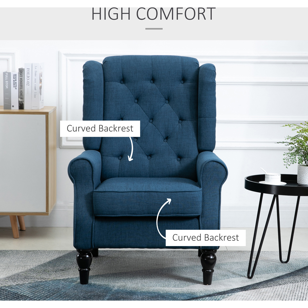 Portland Blue Retro Upholstered Wingback Armchair Image 4