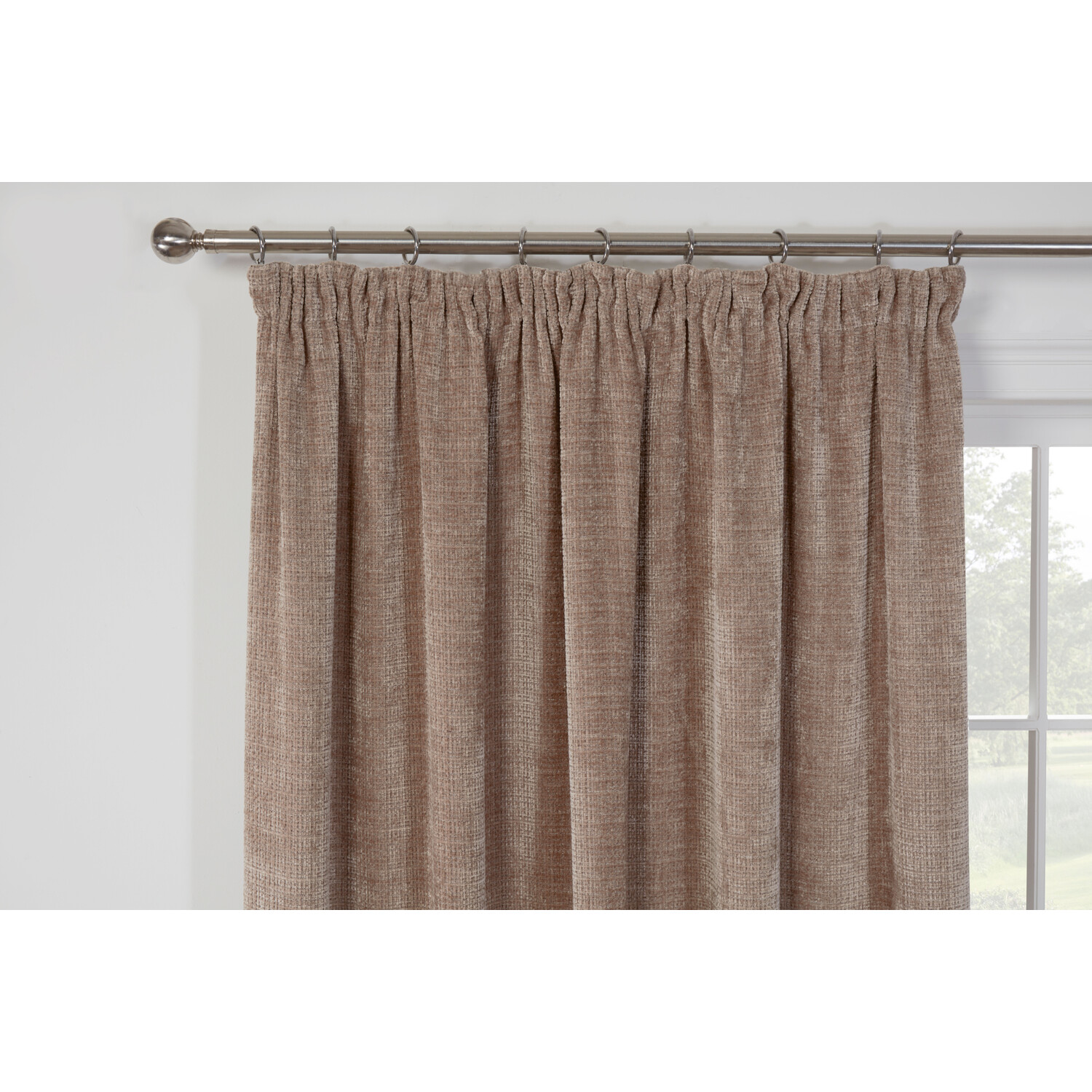 Rennes Chenille Taped Curtains - Mink / 229cm Image 3