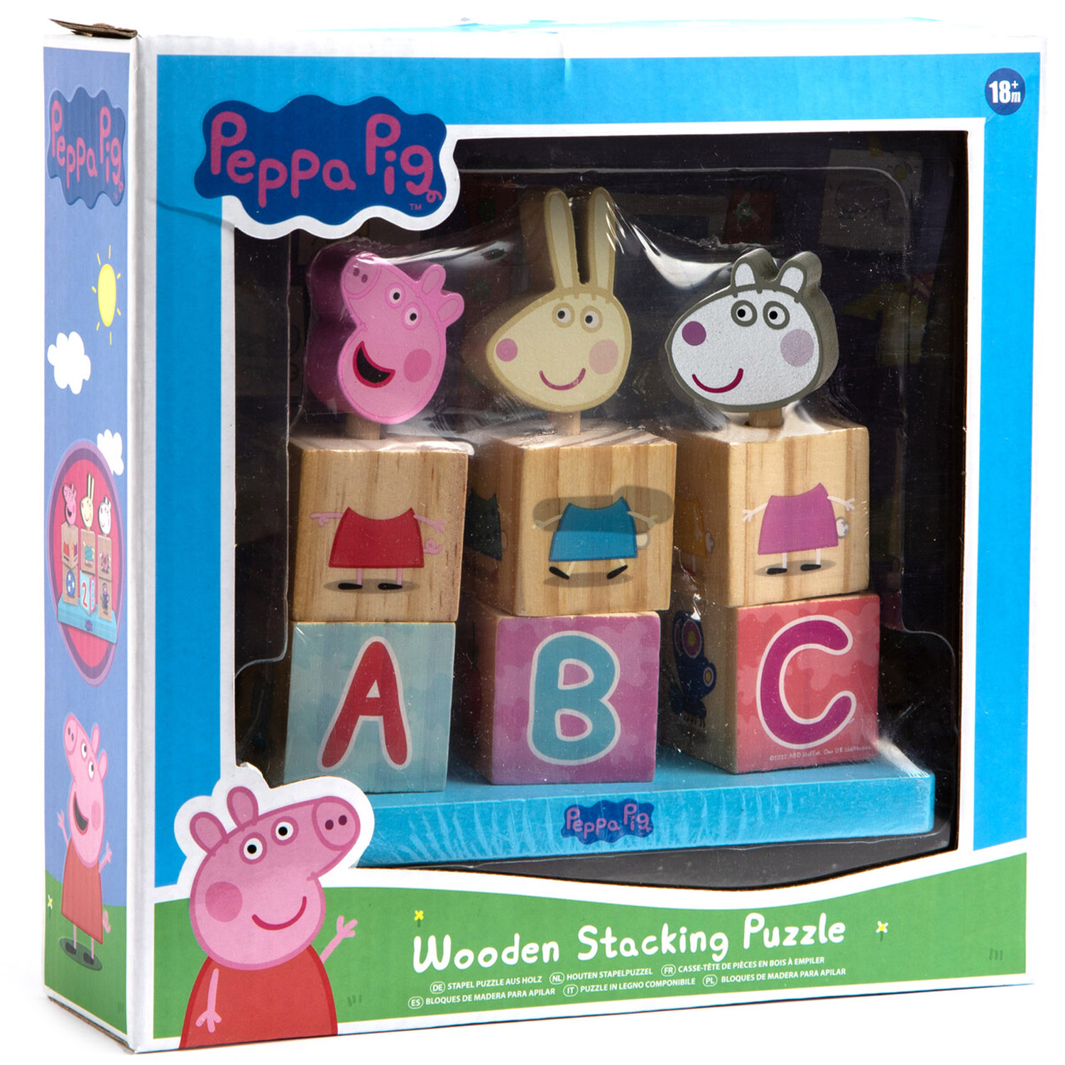 Peppa Pig Blue Wooden Stacking Puzzle Toy Image 1
