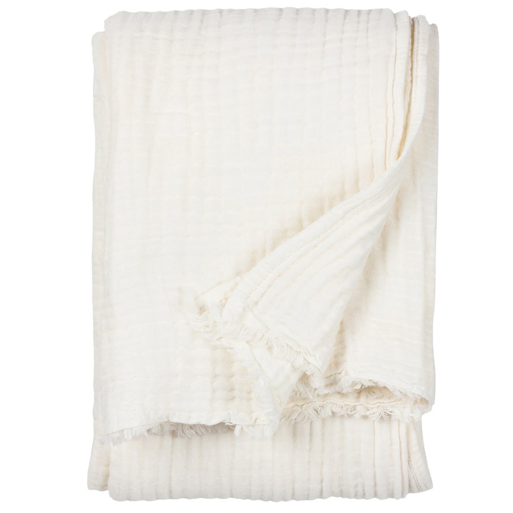 Yard Lark White Muslin Cotton Throw 130 x 180cm Image 1