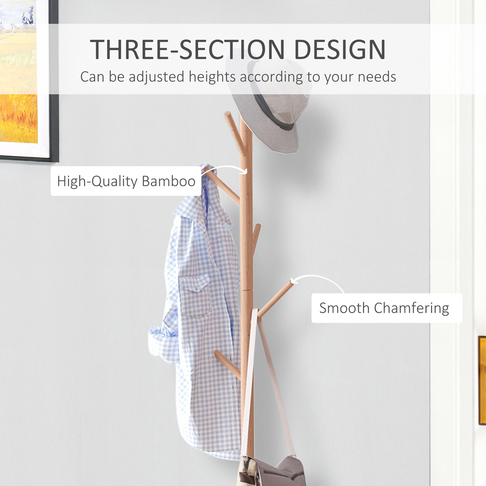 Portland White and Natural Wood Coat Hanger with Shelf Image 6
