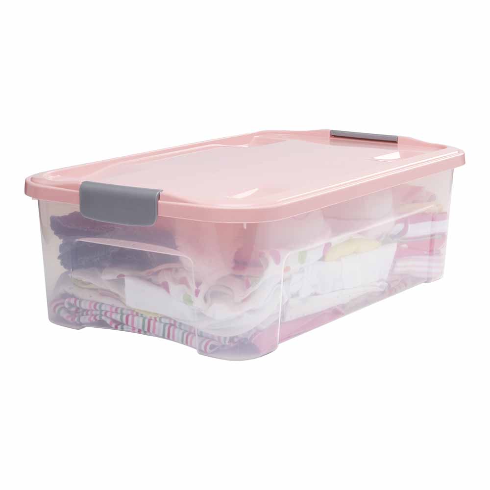 Wilko 32L Storage Box Pink Image 1