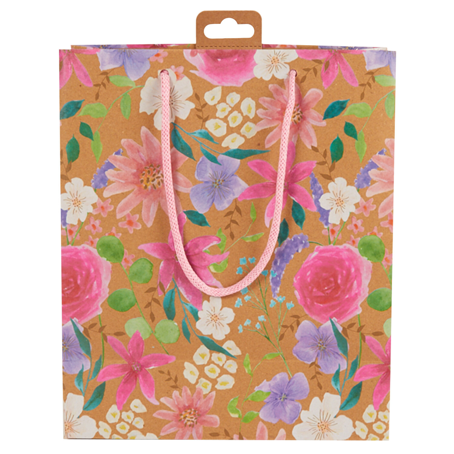Floral Kraft Medium Gift Bag - Multicolour Image 3