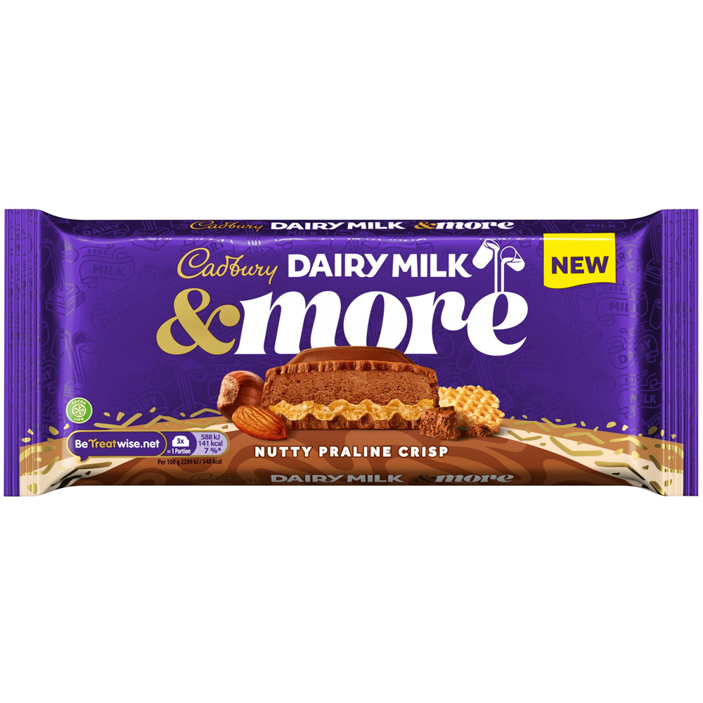 Cadbury Dairy Milk & More Nutty Praline Crisp 180g Image