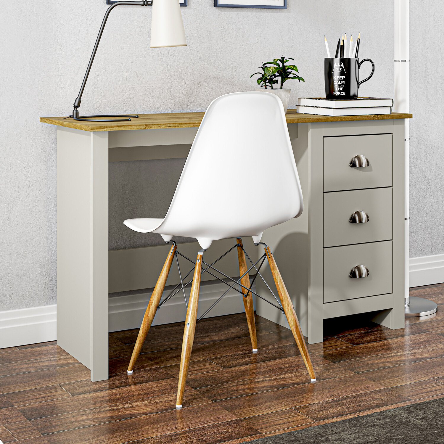 Lexington 3 Drawer Grey Desk Image 5
