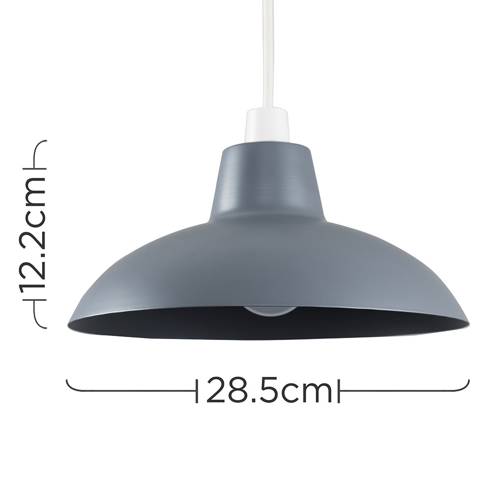 ValueLights Civic Dark Grey Retro Pendant Light Shade Image 9