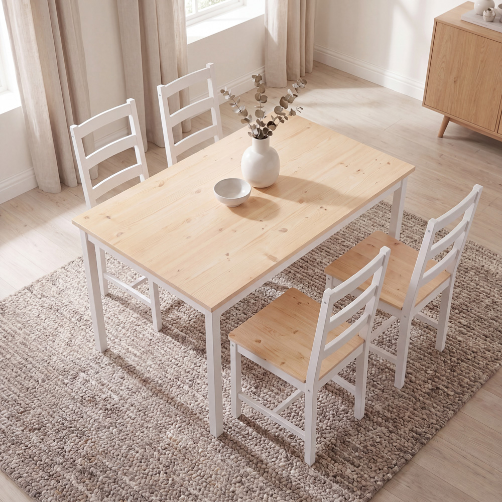 VIDA DESIGNS Yorkshire 4 Seater Dining Set White and Pine Image 3