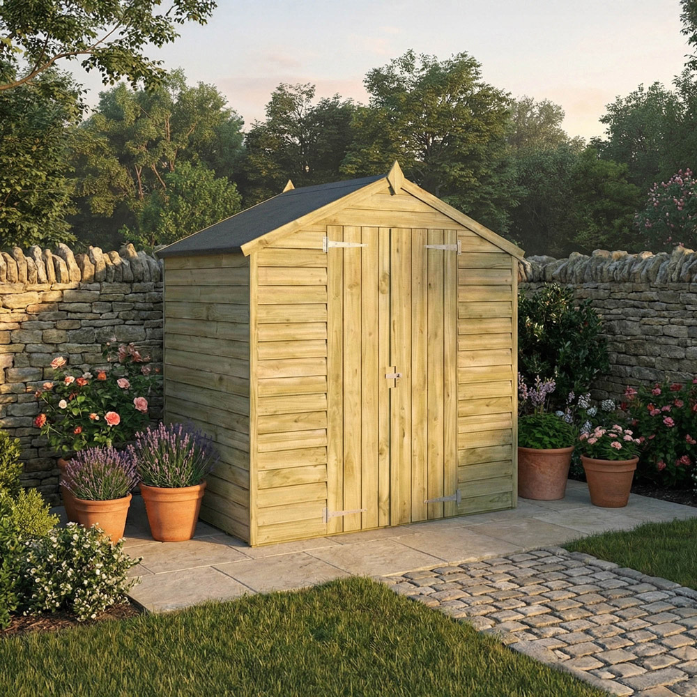 Mercia 4 x 6ft Double Door Overlap Apex Shed Image 2