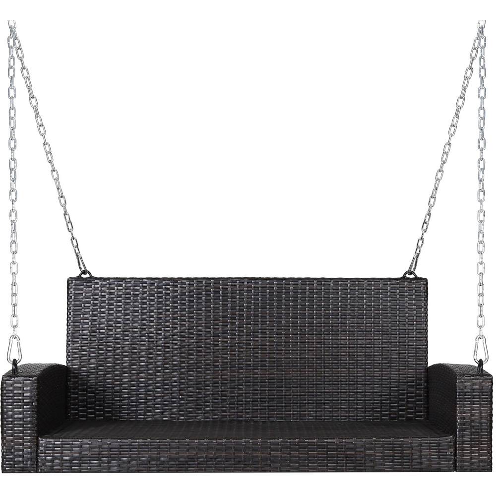 Costway 2 Seater Patio Rattan Porch Swing with 2 Solid Steel Chains Image 3