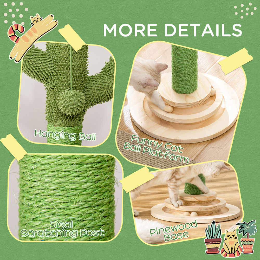 PawHut 60cm Green Cat Activity Tree Image 3