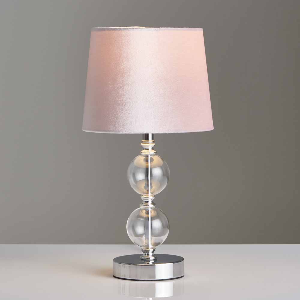 Wilko Velvet Atole Lamp Pink Image 2