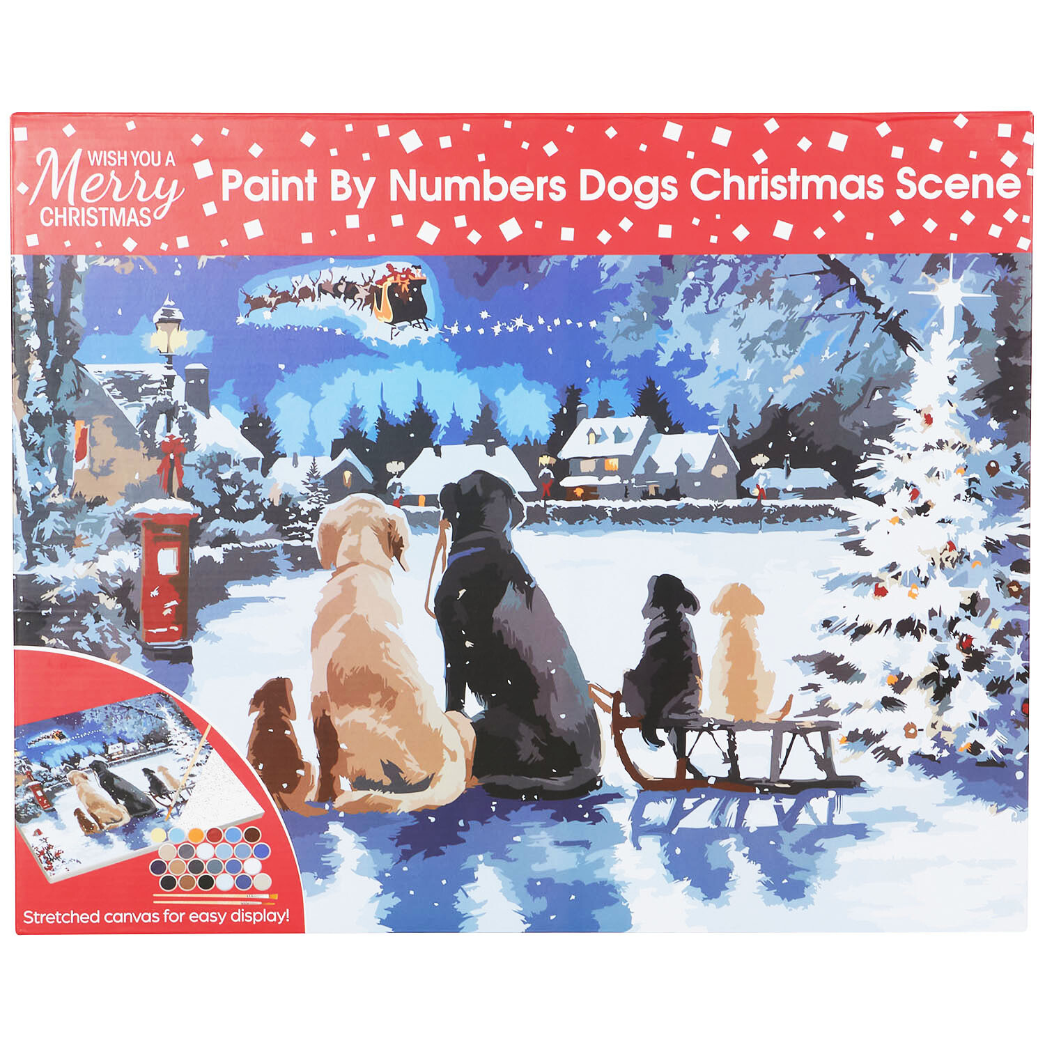 Paint By Numbers Dogs Christmas Scene Kit - Blue Image 1