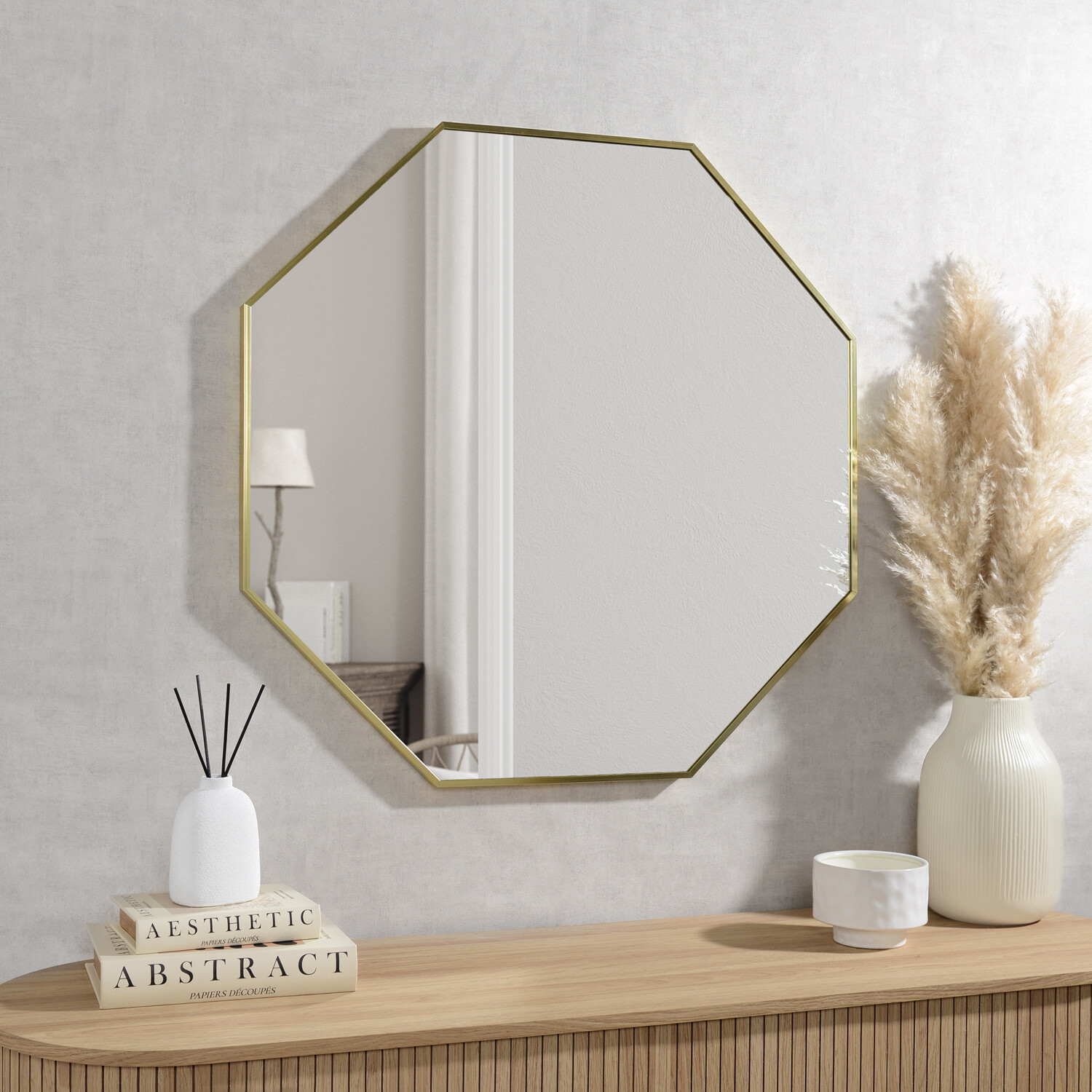 Gold Octagonal Mirror Gold Image 1