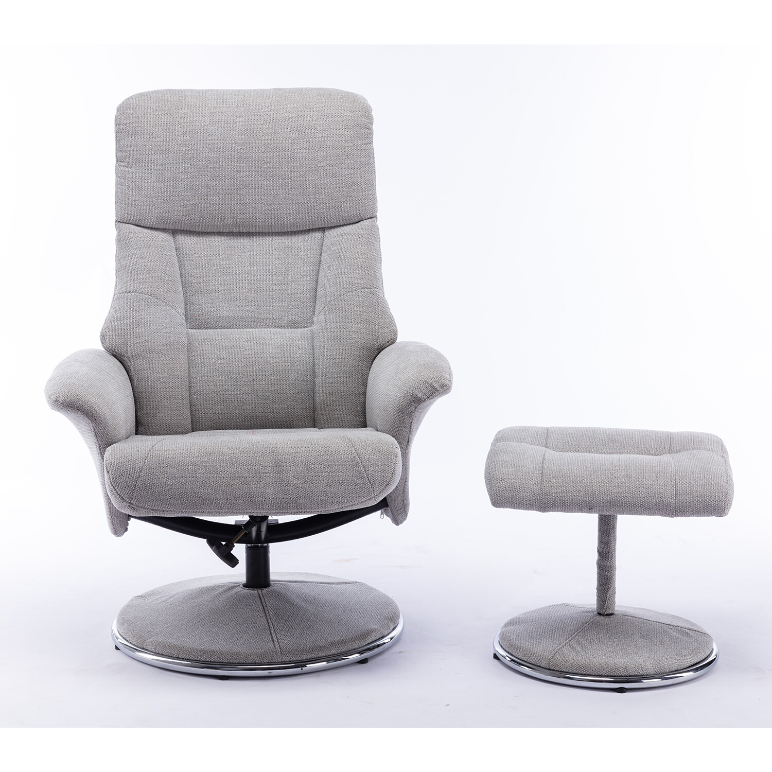 Madrid Grey Fabric Swivel TV Chair with Footrest Image 2