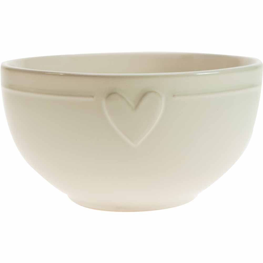 Wilko Cream Embossed Heart  Bowl Image 2