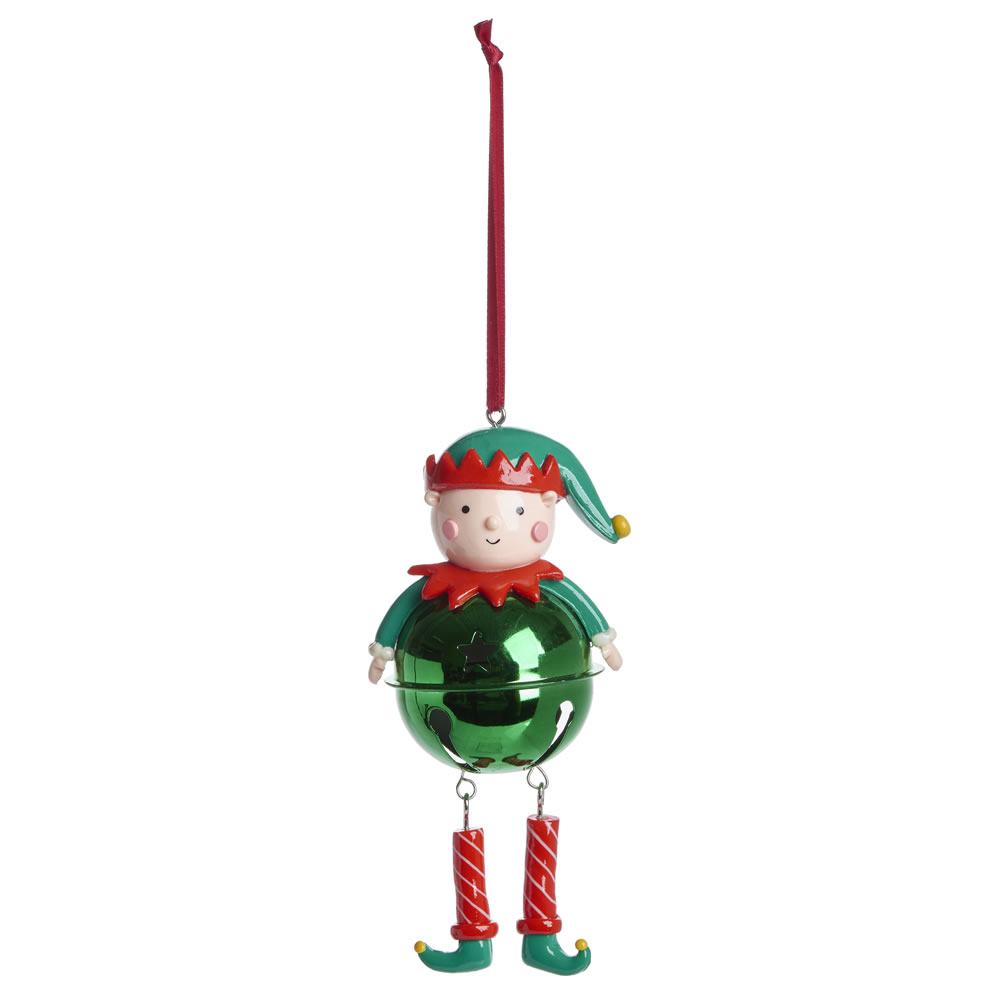 Wilko Kids Santa/Elf Assorted Character Bell Bauble Image 1