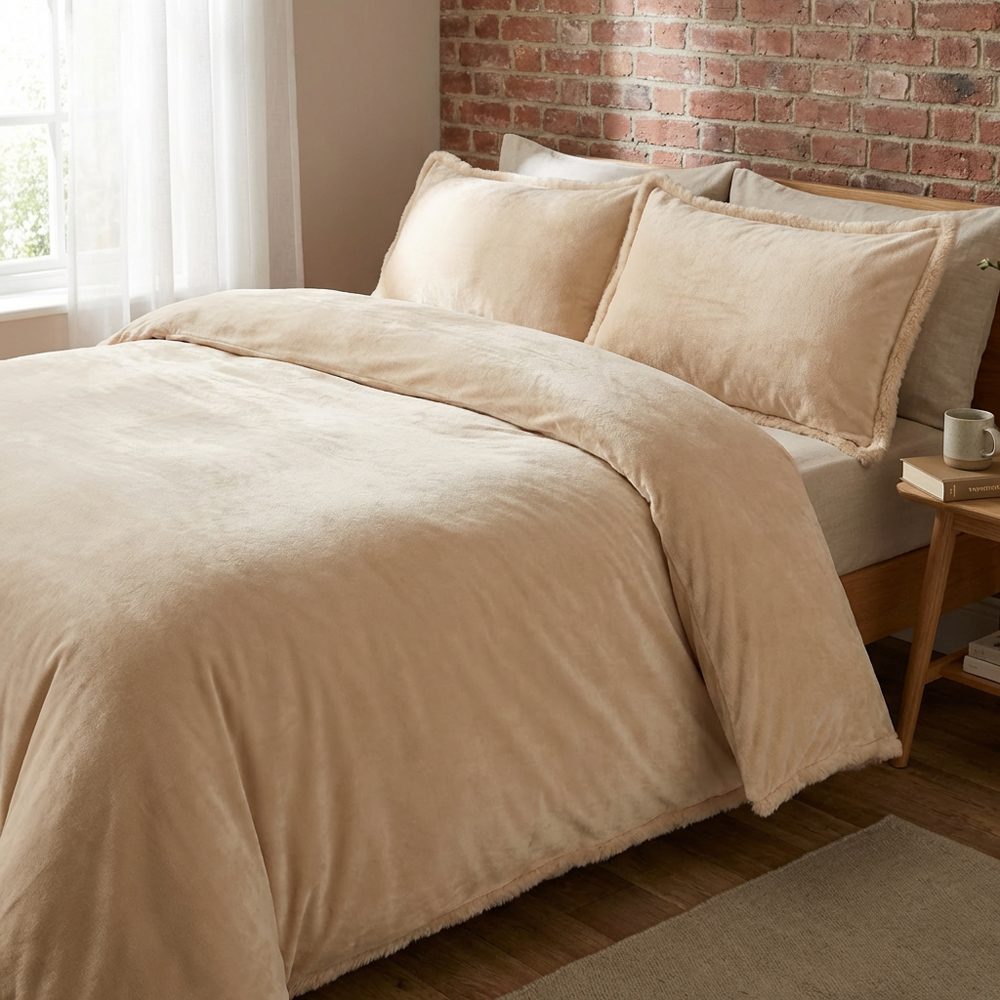 Selena Velvet Duvet Set Natural Superking Image 4