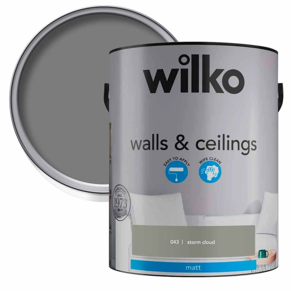 Wilko Walls & Ceilings Storm Cloud Matt Emulsion Paint 5L Image 1