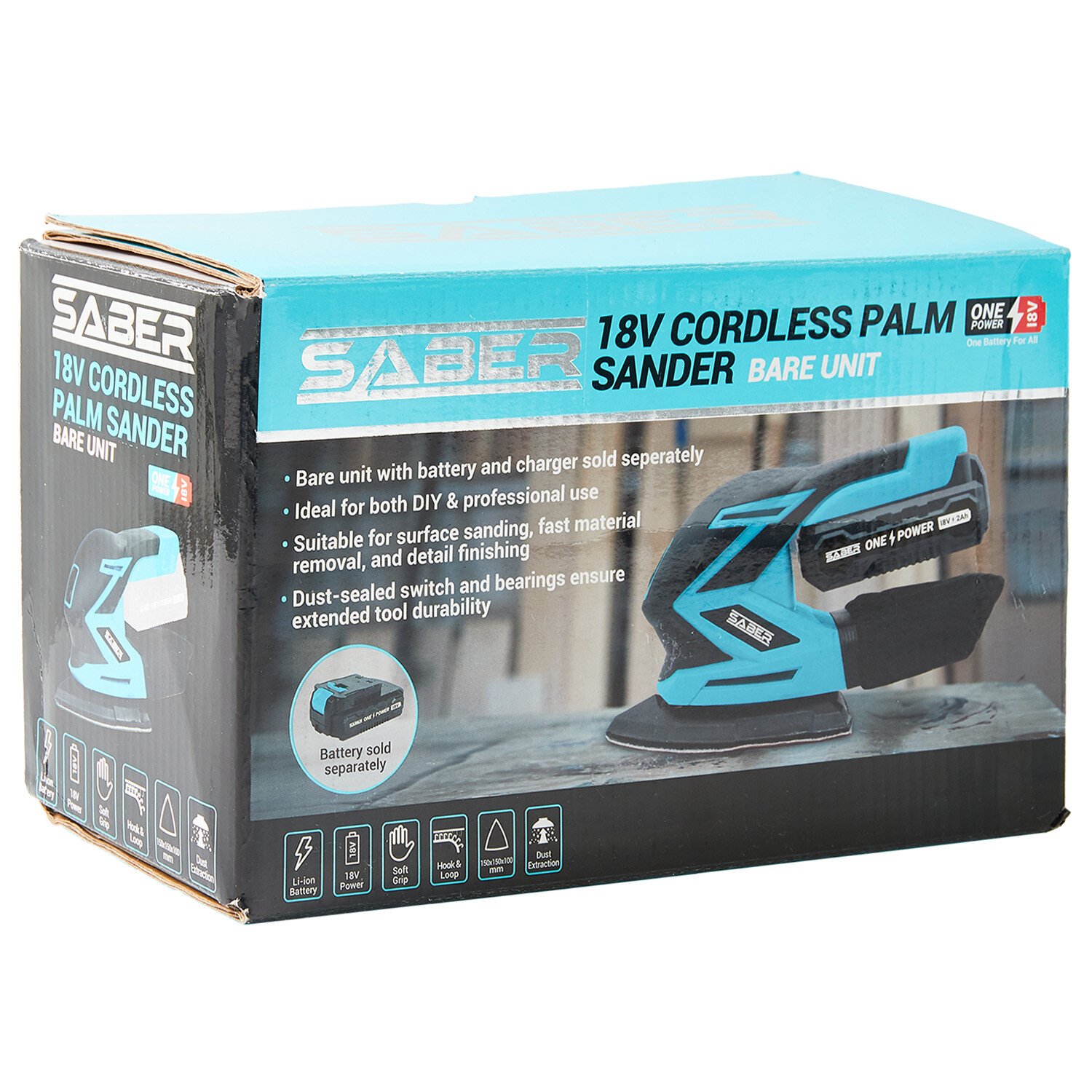 Saber 18V One Battery Cordless Palm Sander Bare Unit Image 3