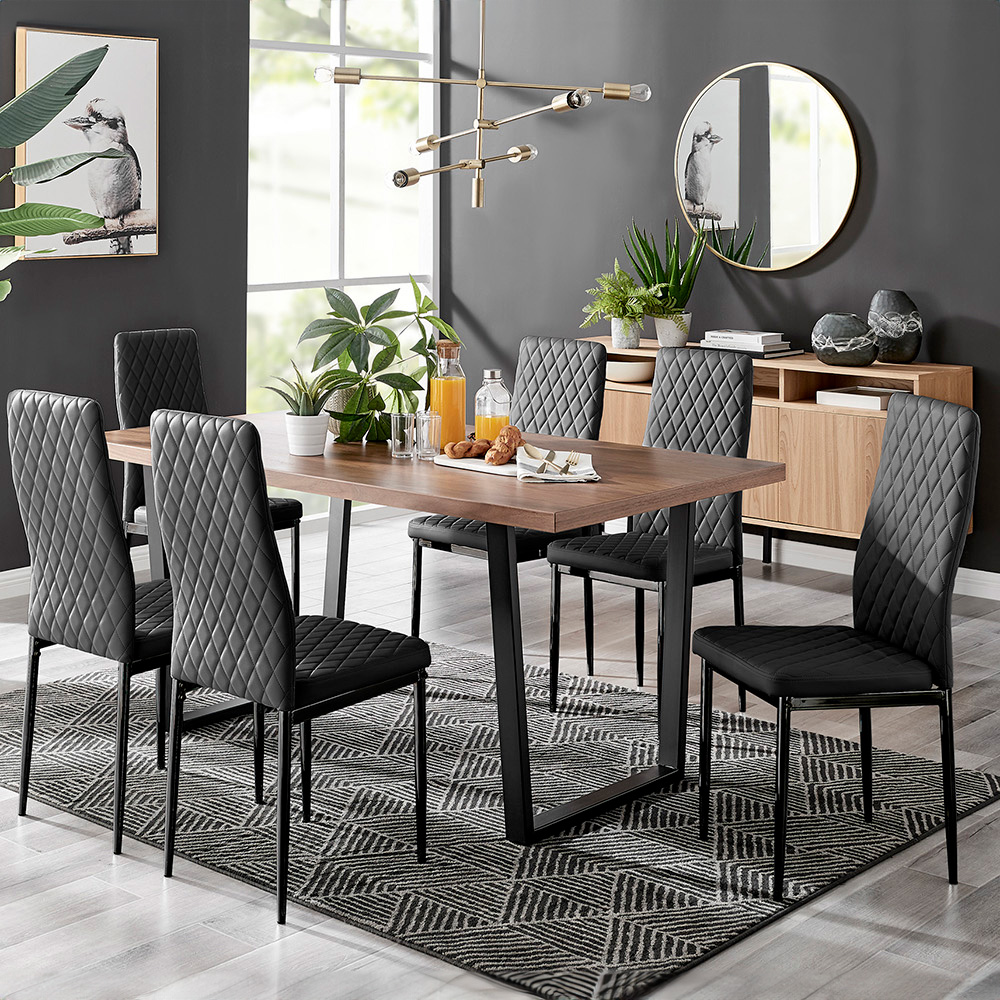 Furniturebox Solo Valera 6 Seater Dining Set Black Image 1