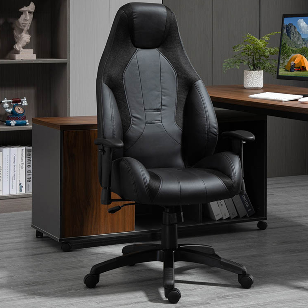 Portland Black Faux Leather Swivel Office Chair Image 1