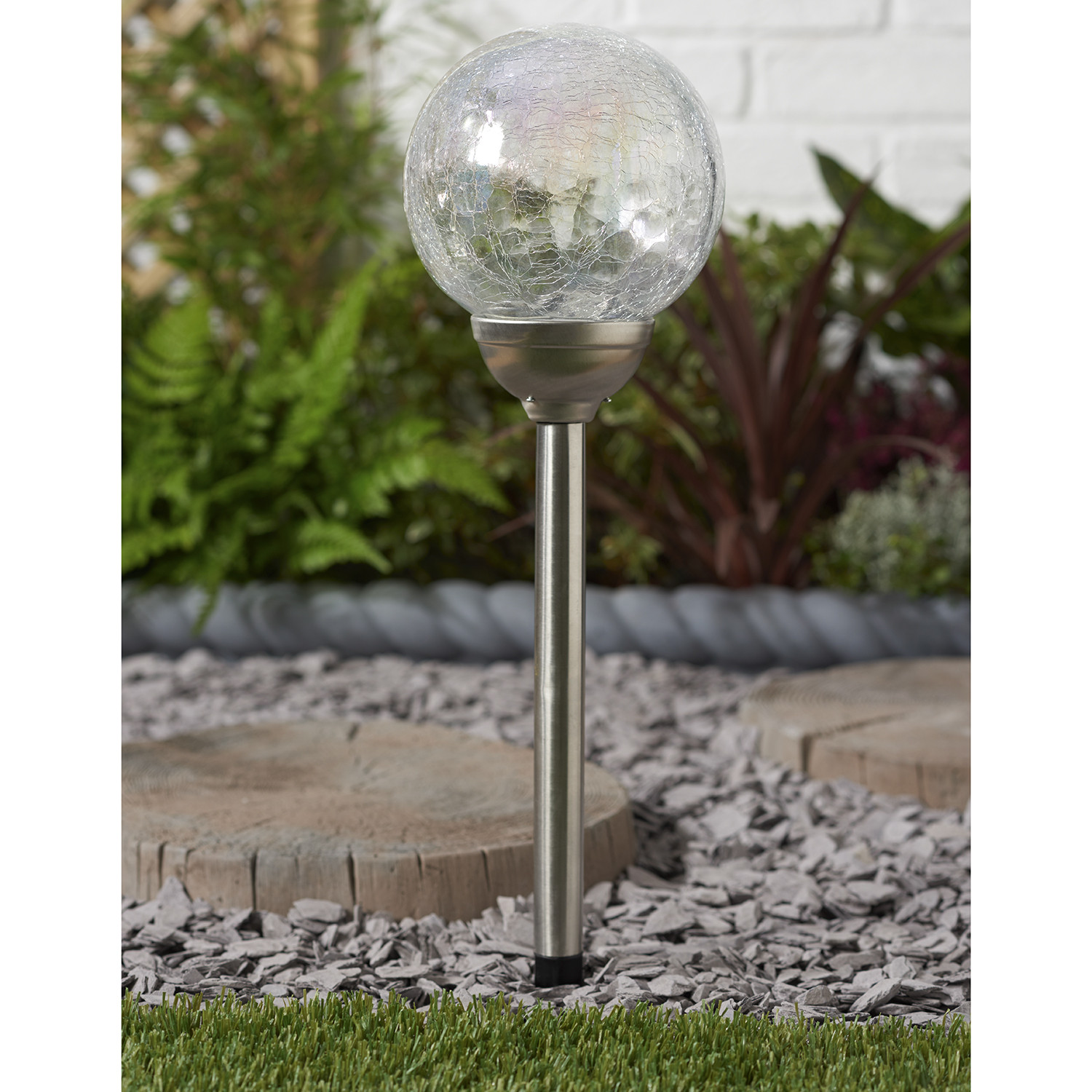 Xl Iridescent Crackle Ball Solar Light Image 4