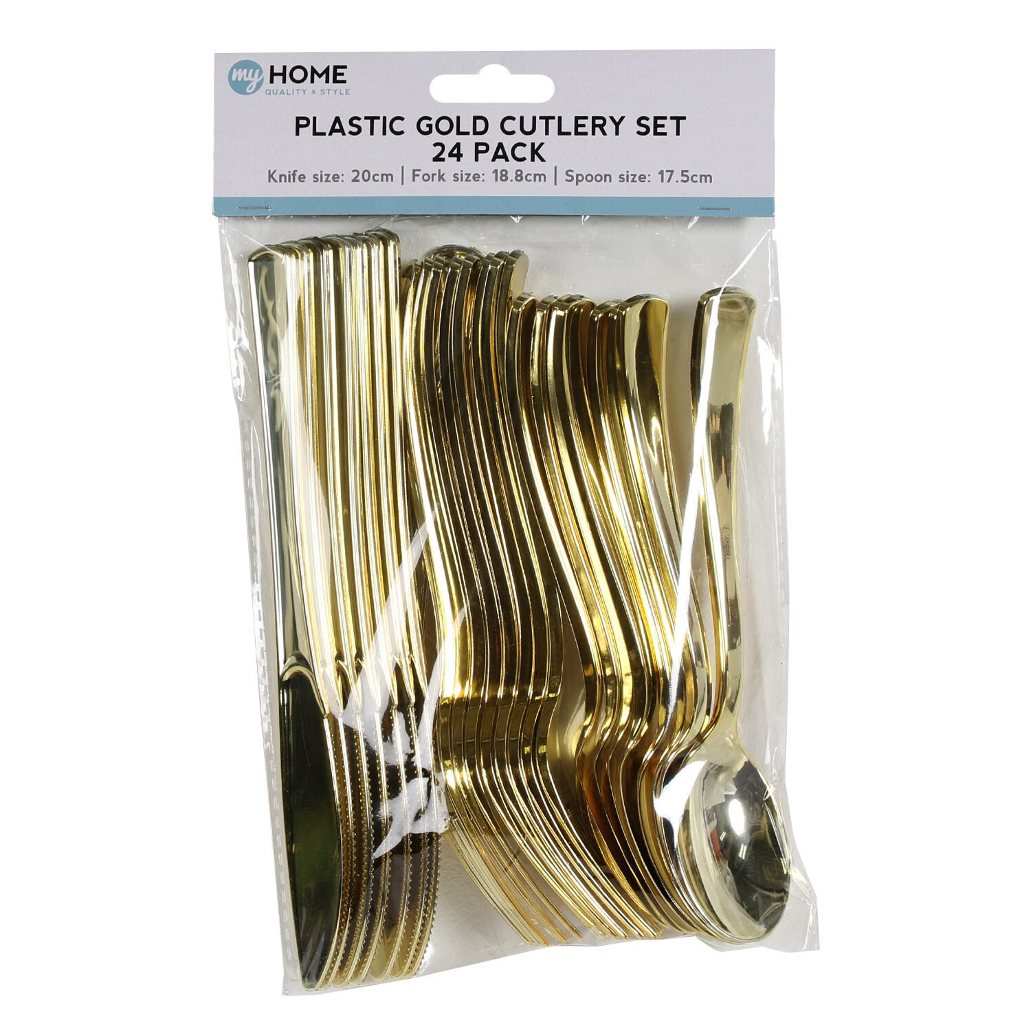 Pack of 24 Gold Plastic Cutlery Set - Gold Image 1