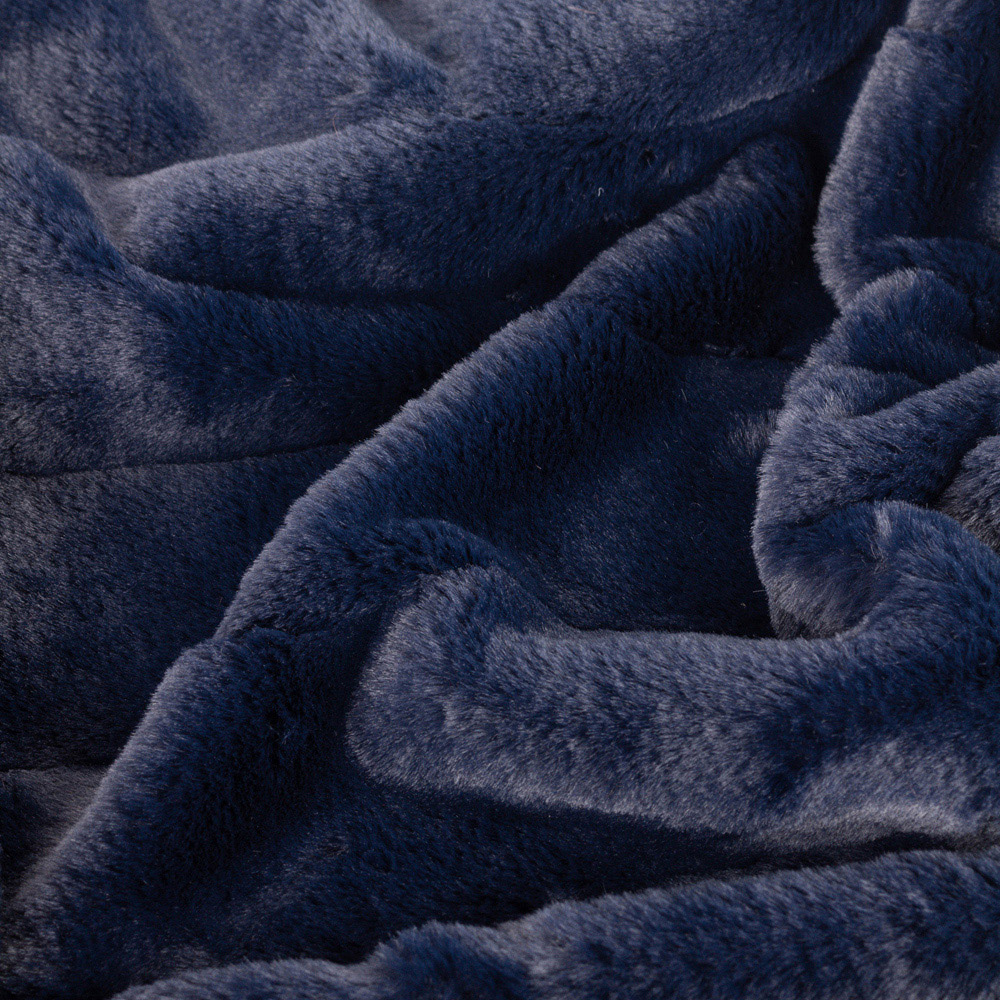Paoletti Empress Navy Large Faux Fur Throw 140 x 200cm Image 4