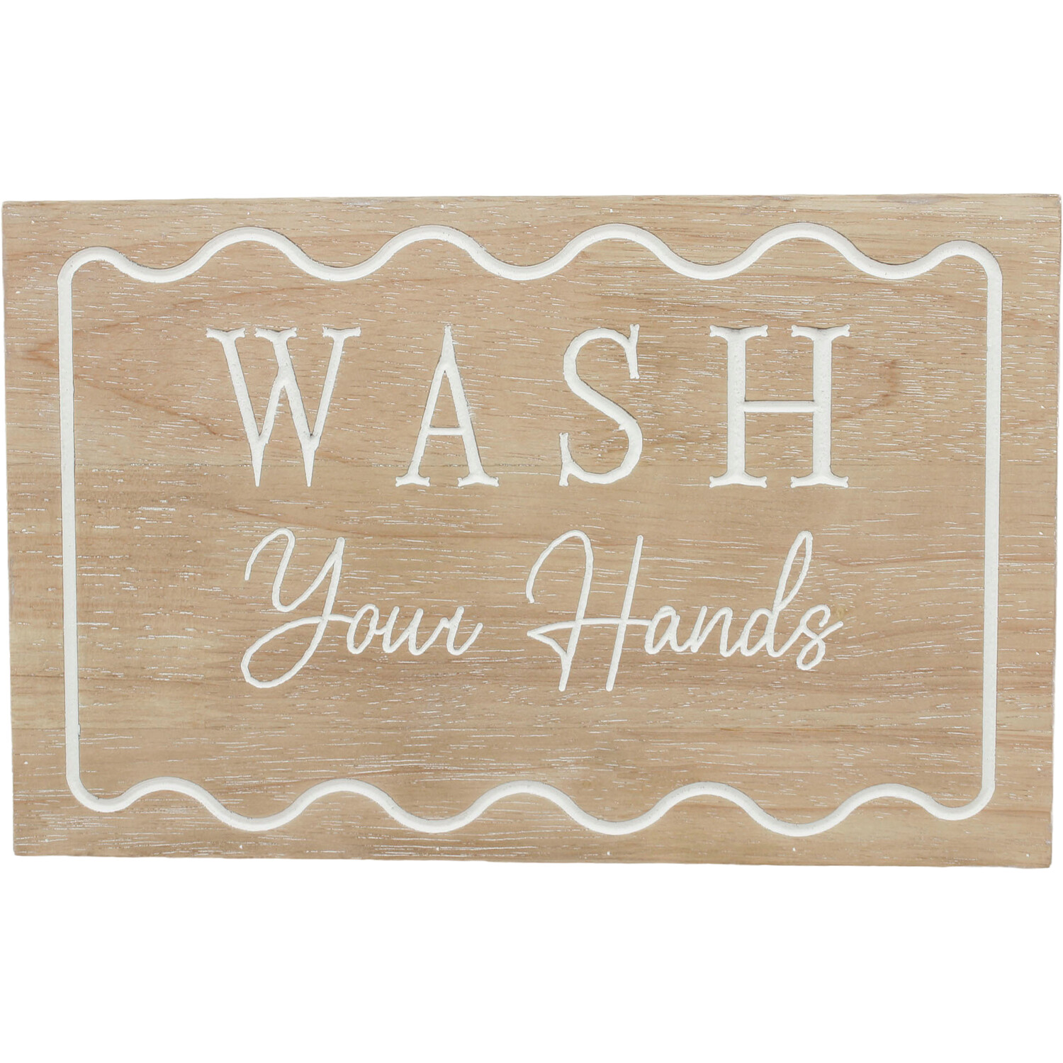 Wash Your Hands Etched Wood Effect Wall Plaque Image 1