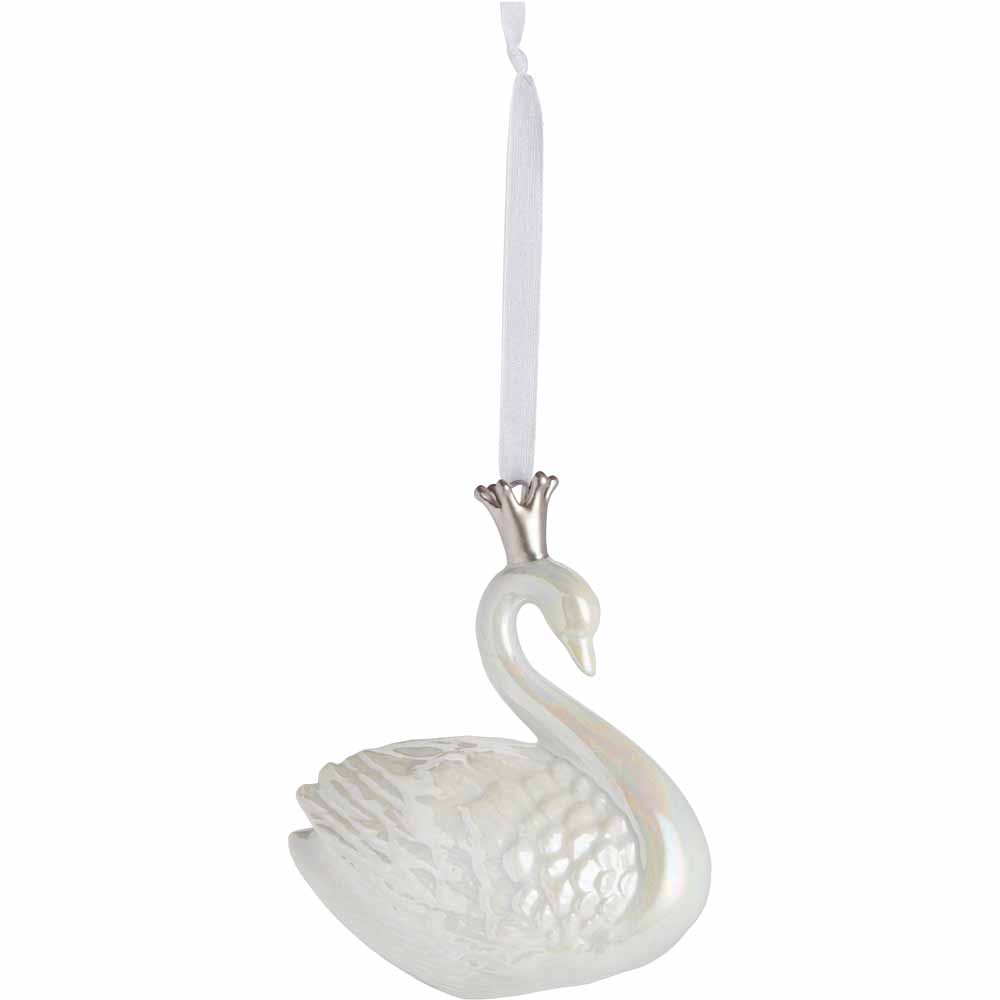 Wilko Glitters Swan Tree Ornament Image 1