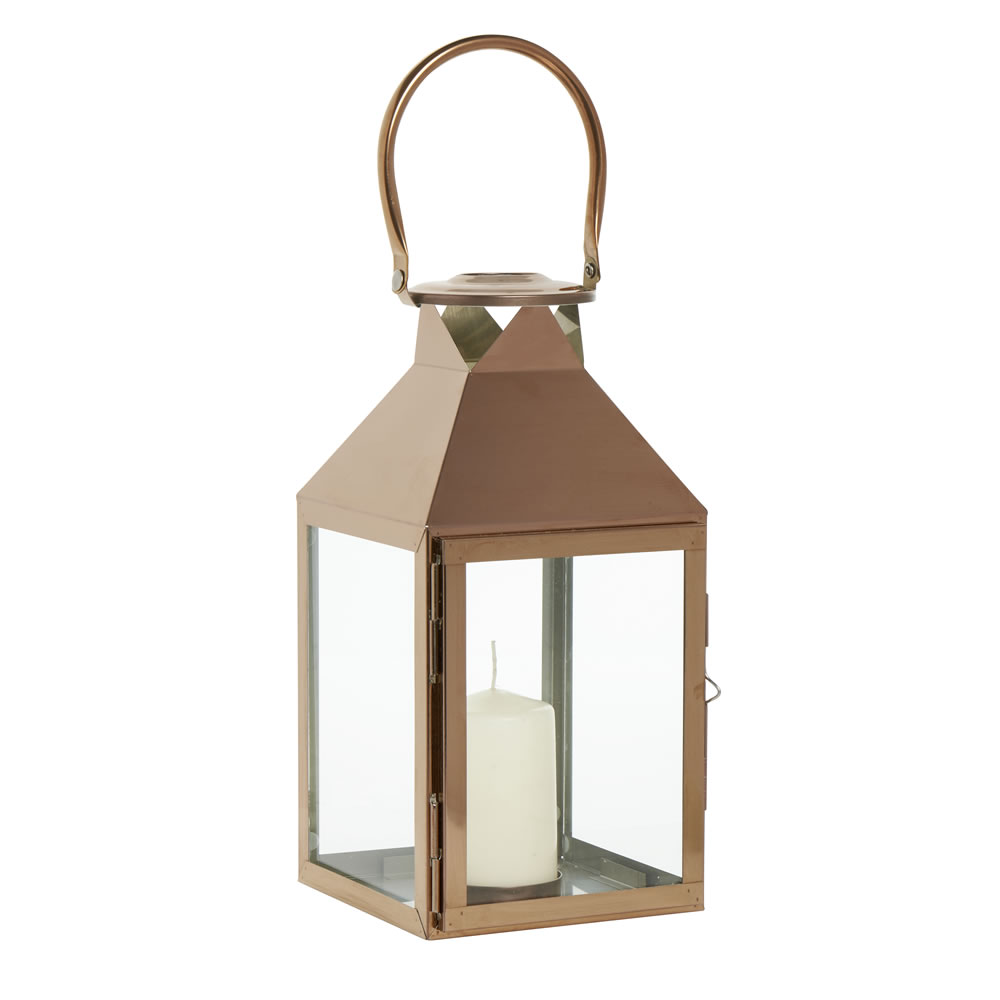 Wilko Medium Copper Effect Lantern Image 1