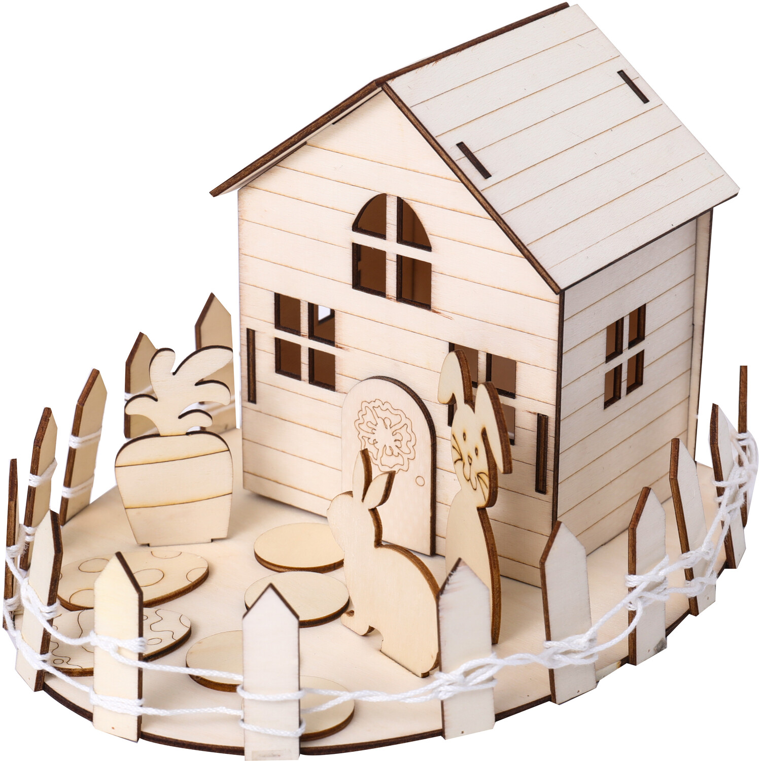 Easter Wooden House Scene - Natural Wood Image 2