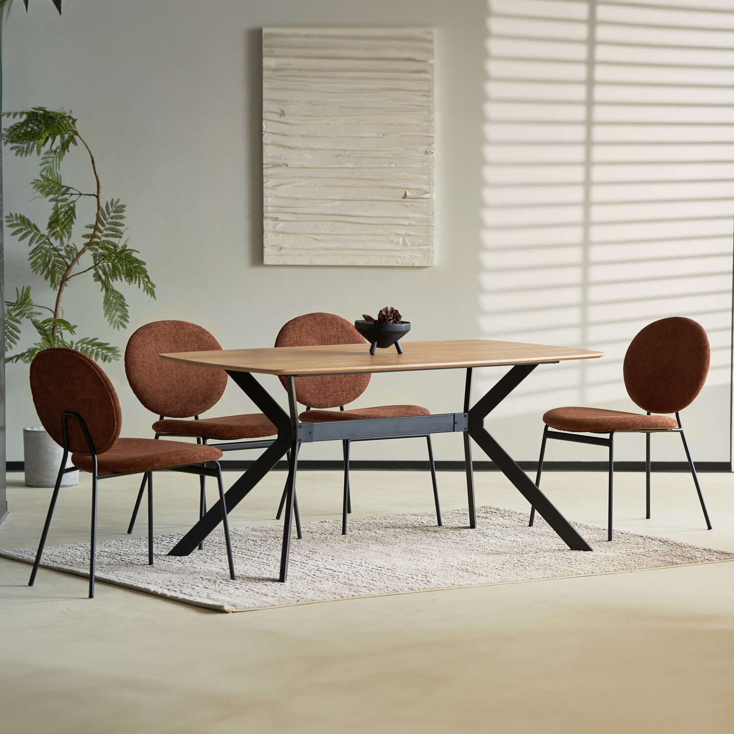 Pair of Maybury Plush Dining Chairs Burnt Orange Image 2