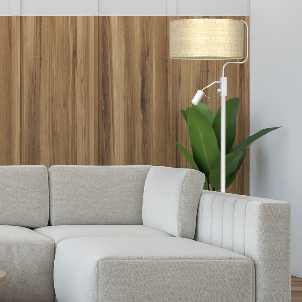 Milagro Marshall Rattan White Floor Lamp 230V Image 2