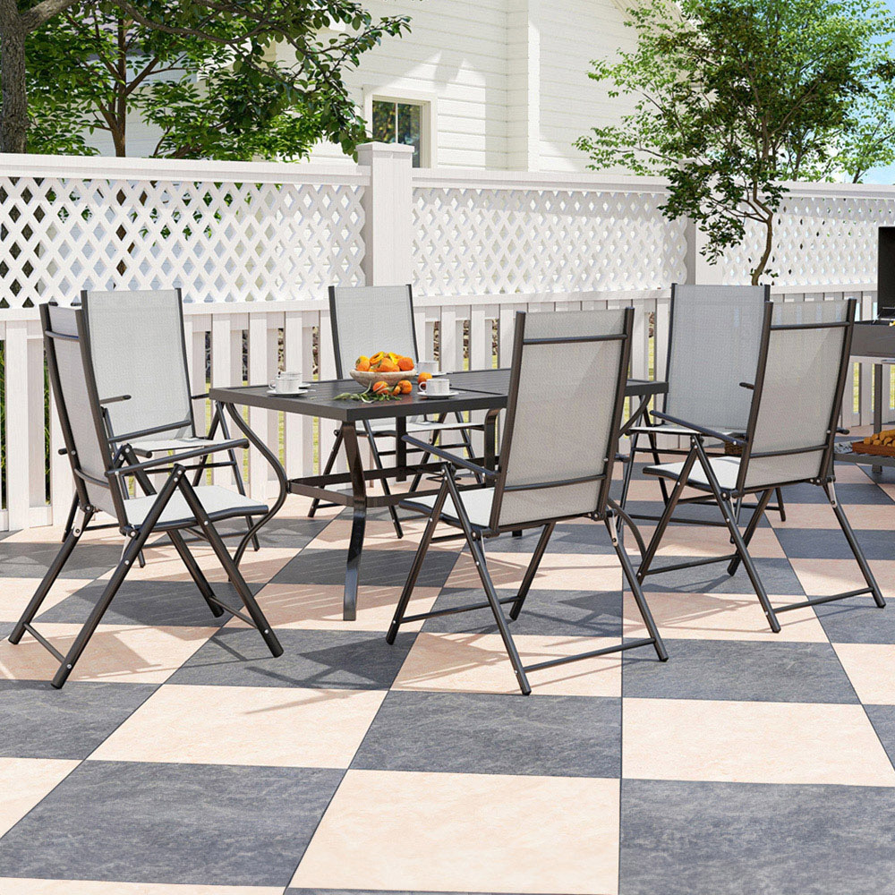 Outsunny 6 Seater Garden Dining Set Grey Image 1
