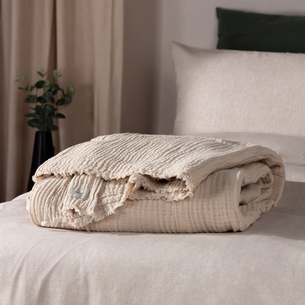 Yard Lark Natural Muslin Cotton Throw 130 x 180cm Image 2