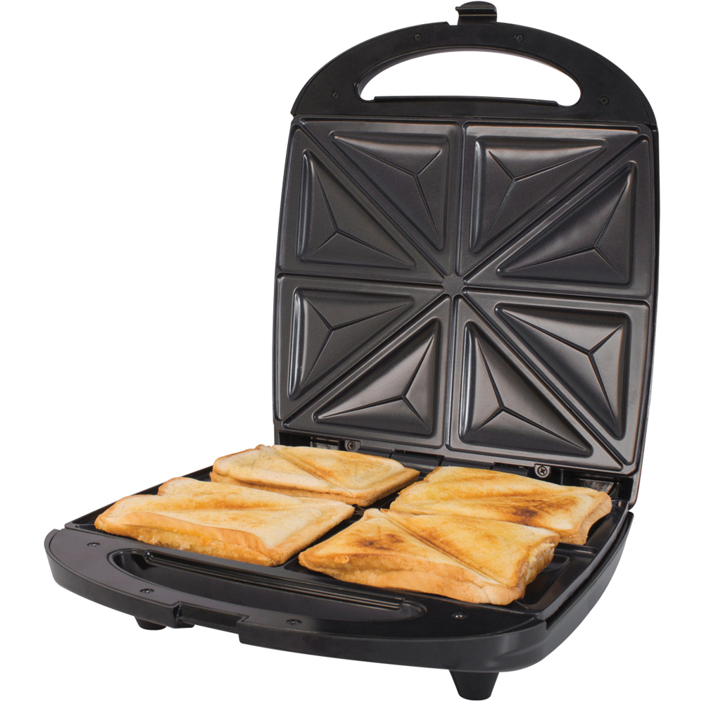 Quest Black Stainless Steel 4 Portion Sandwich Toaster 1100W Image 1