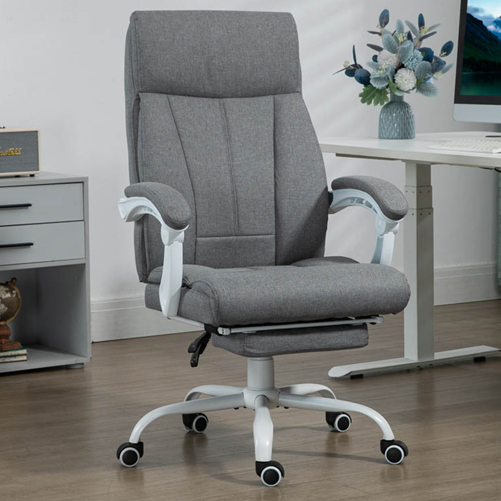 Portland Grey Linen Swivel Recliner Office Chair Image 1
