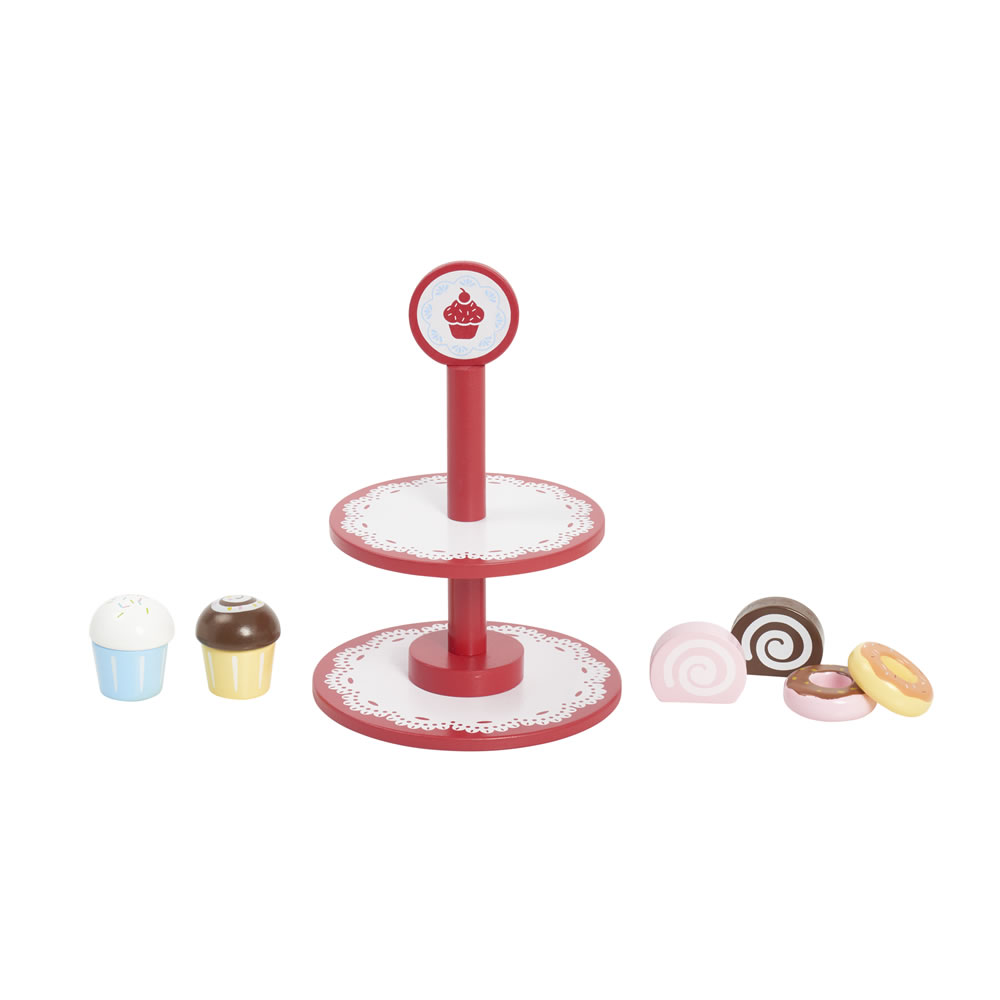 Wilko Let's Pretend Wooden Cake Stand Play Set Image 2