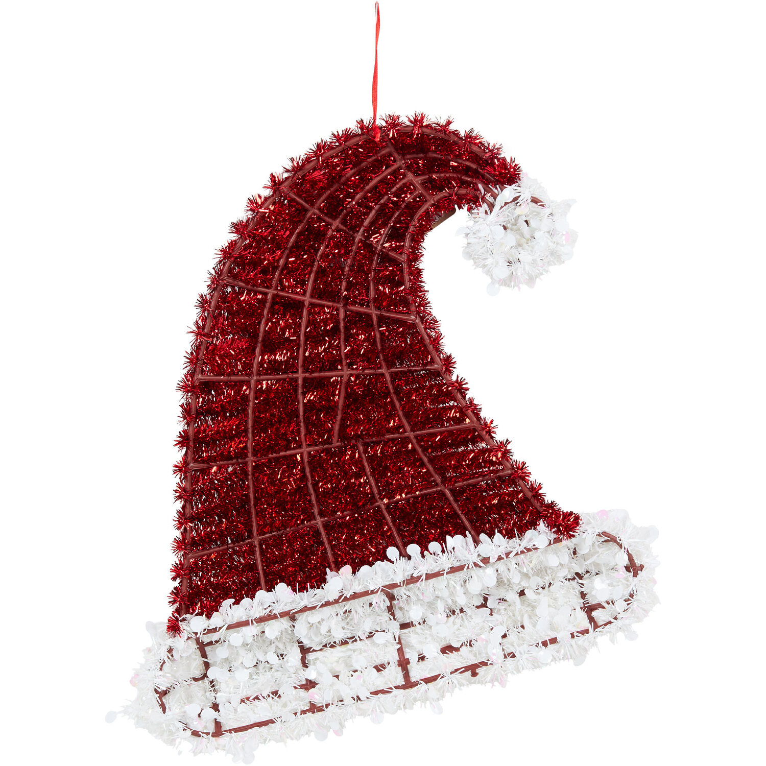 Merry Christmas Tinsel Hat - Red Image 4