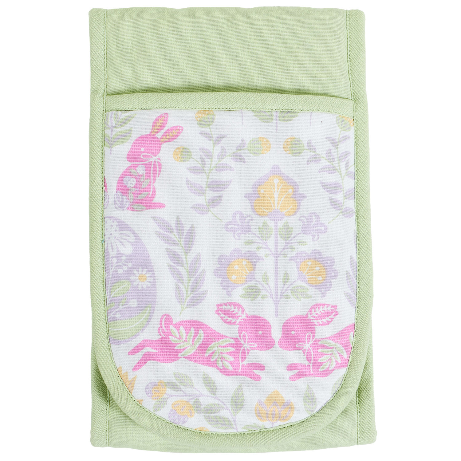 Easter Rabbit Double Oven Glove - Green and White Image 1