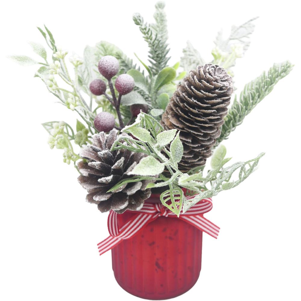 Red Faux Potted Floristry Image 4