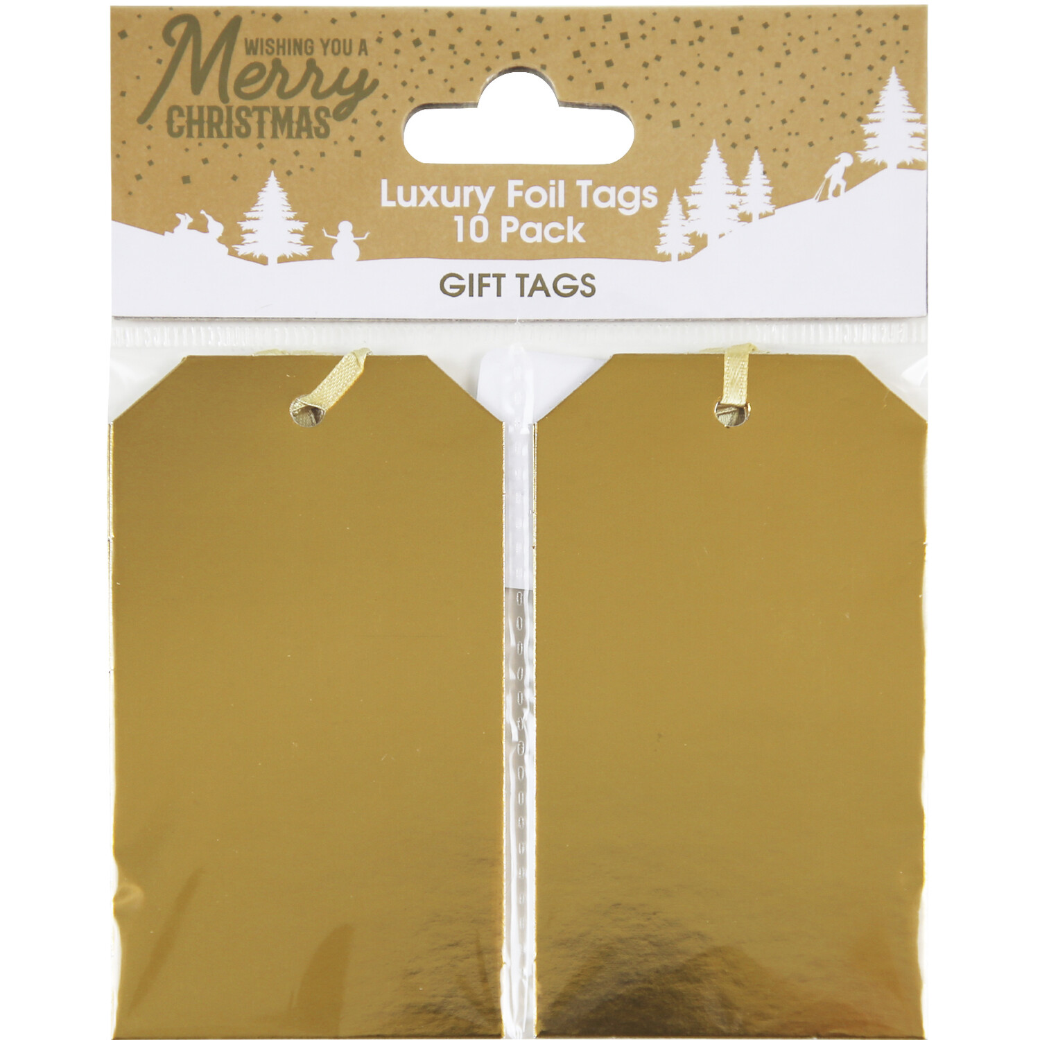 Pack of 10 Foil Christmas Tags - Gold Image