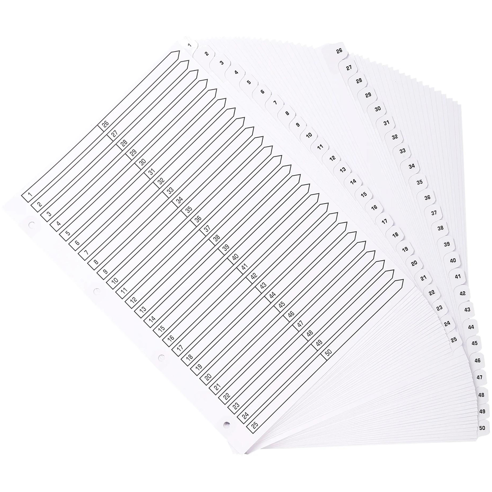 Exacompta A4 White Mylar 1-50 Divider 4 Pack Image 2