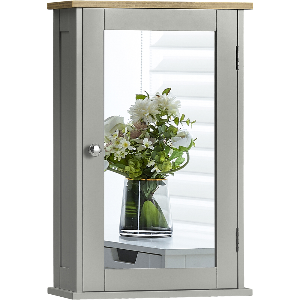 BATH VIDA Priano Grey Single Door Mirror Bathroom Cabinet Image 2