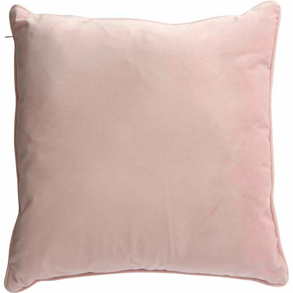 Wilko Pink Velour Cushion 55 x 55cm Image 1